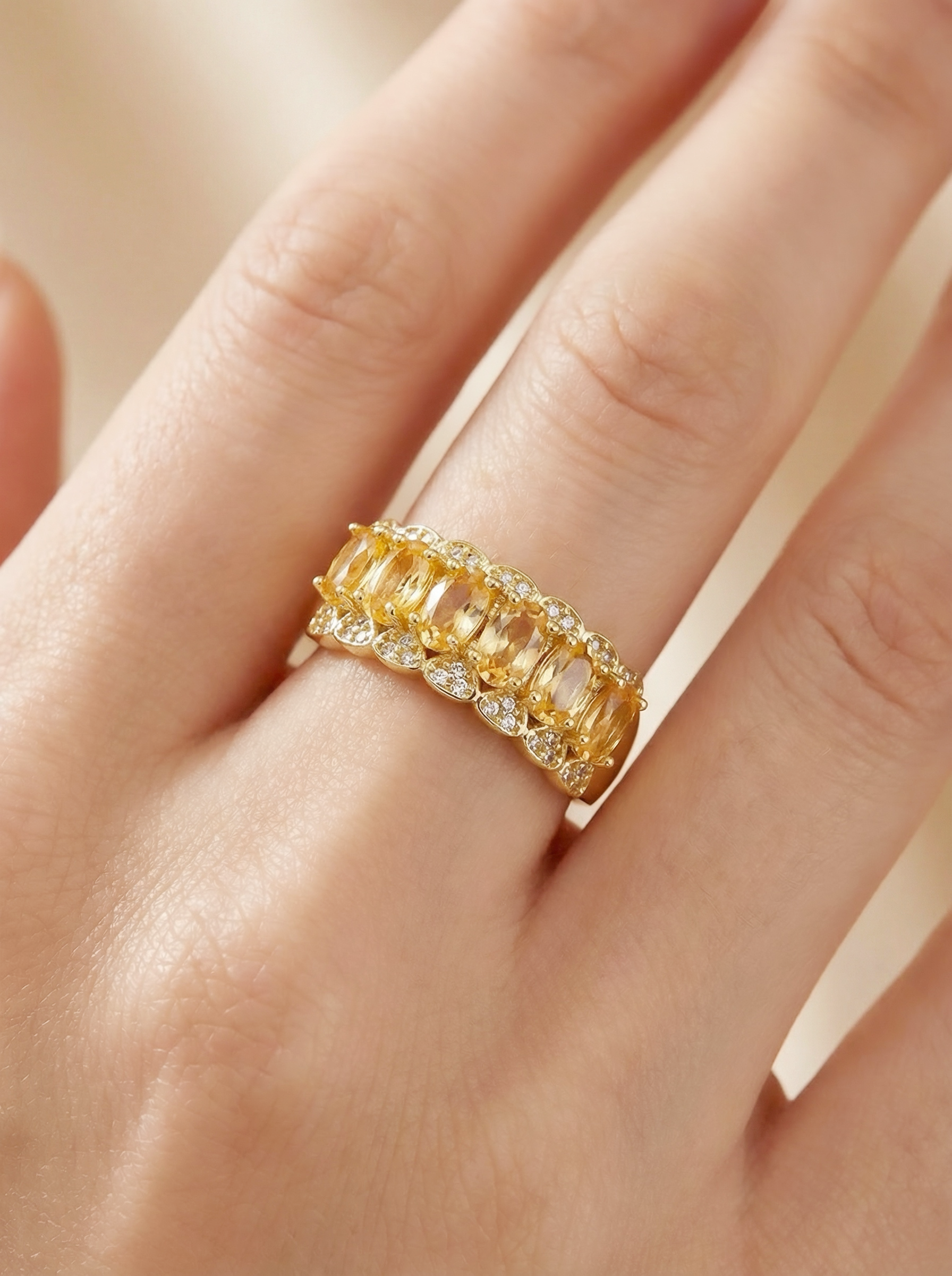 Band Ring, Natural Crystal 1.2ct, S925 Sterling Silver, Adjustable Size