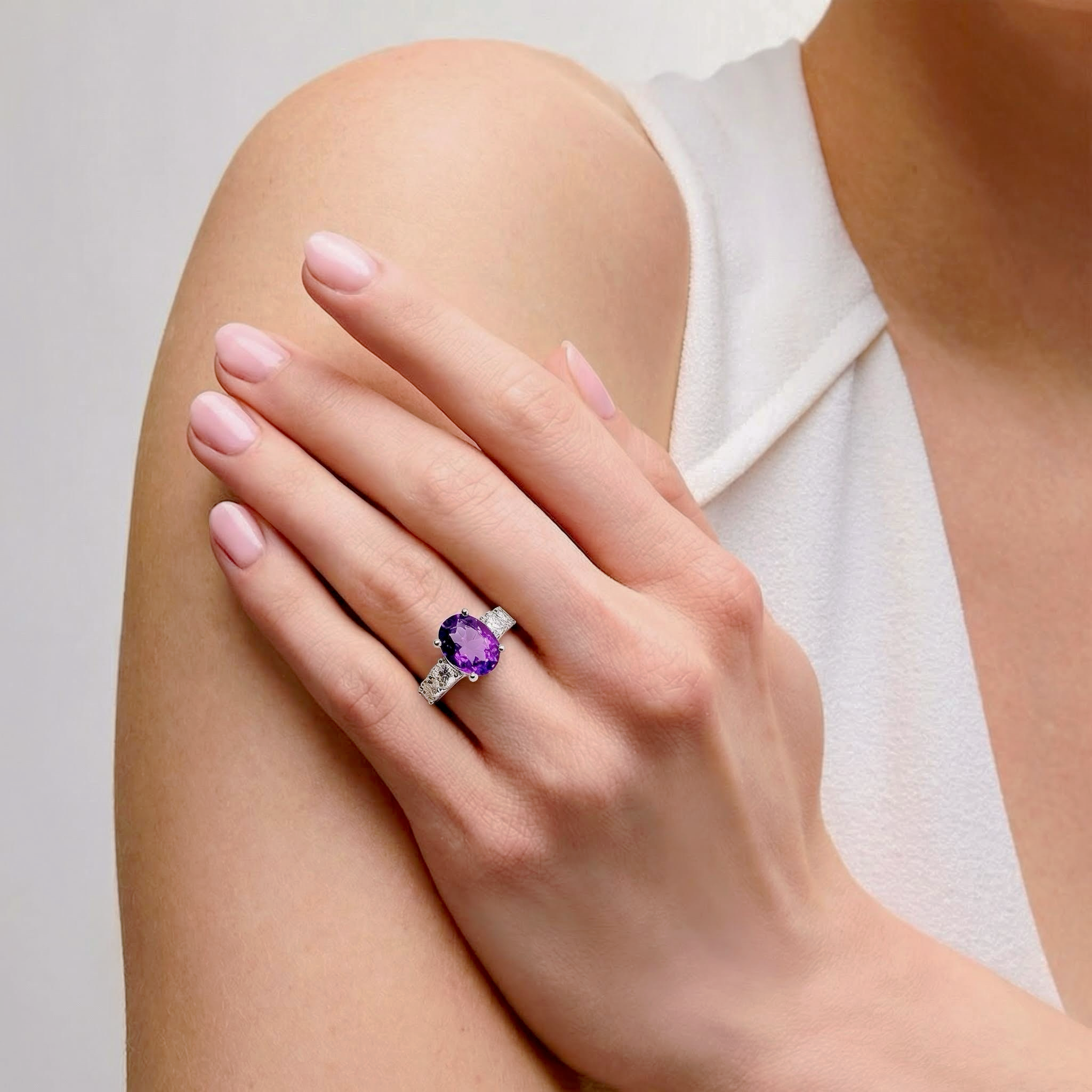 Darling Ring, Natural Crystal 1.8ct, S925 Sterling Silver, Adjustable Size