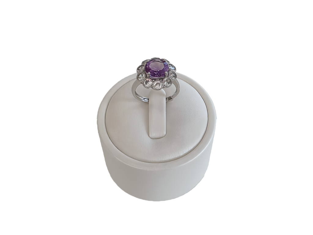 Blossom Ring, Natural Crystal 3.9ct, S925 Sterling Silver, Adjustable Size