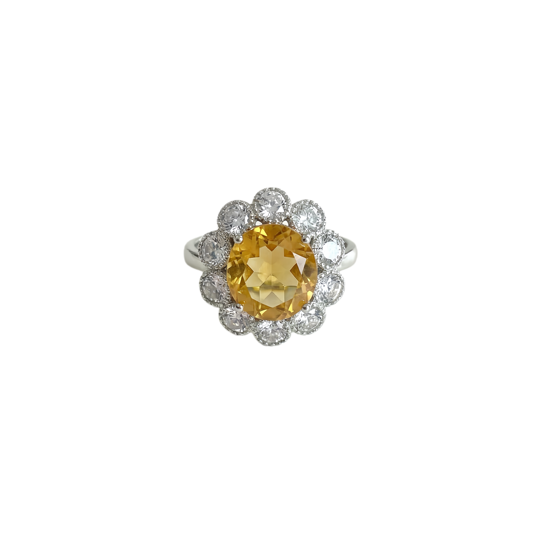 Blossom Ring, Natural Crystal 3.9ct, S925 Sterling Silver, Adjustable Size
