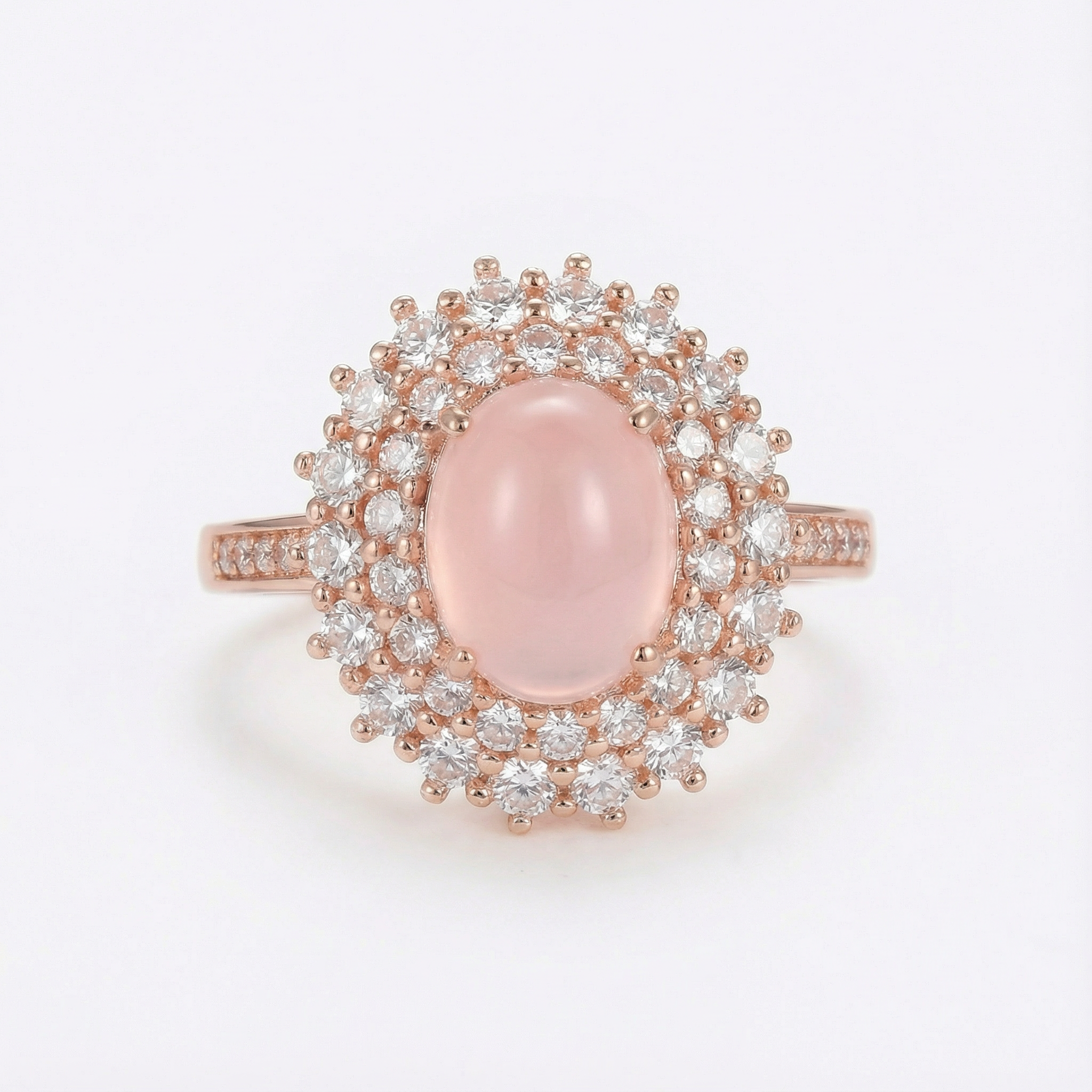 Rose Quartz Ring and Necklace, Natural Crystal, S925 Sterling Silver, Adjustable Size