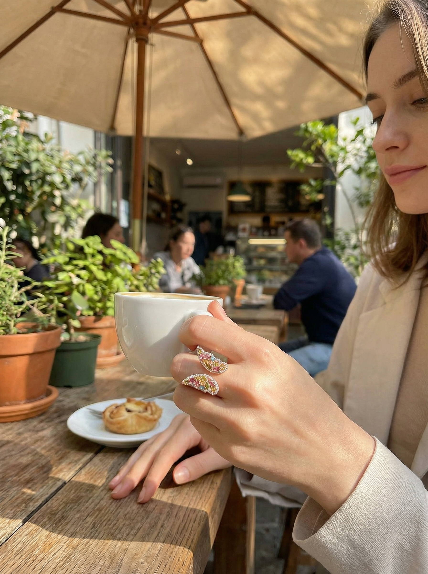 Butterfly Ring, Multi-Gemstone, S925 Sterling Silver, Adjustable Size