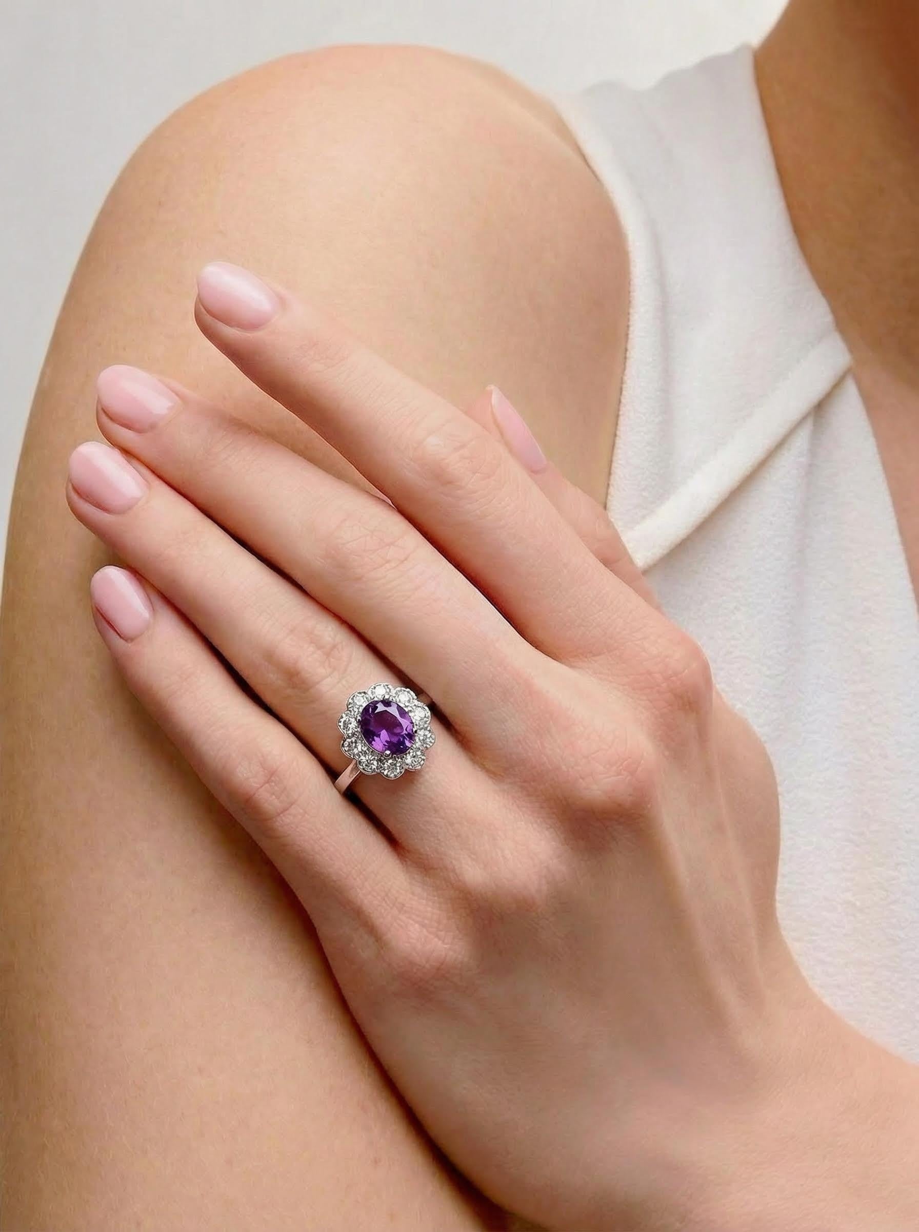 Blossom Ring, Natural Crystal 3.9ct, S925 Sterling Silver, Adjustable Size